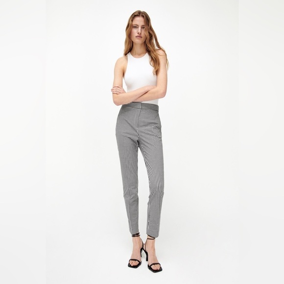 NWT Zara Jogger Waist Black/White Gingham Slim Fit Pant S - Picture 3 of 11